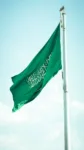 saudi arabian flag waving against blue sky